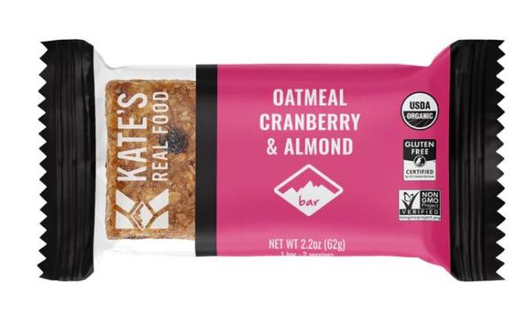 Kate's Real Food Oatmeal Cranberry Almond - 1 / 12 / 2.2 oz bar - D01217