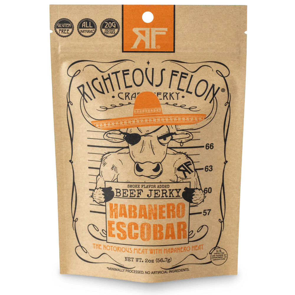 Righteous Felon Habanero Escobar Beef Jerky - 1 / 8 / 2 oz bag