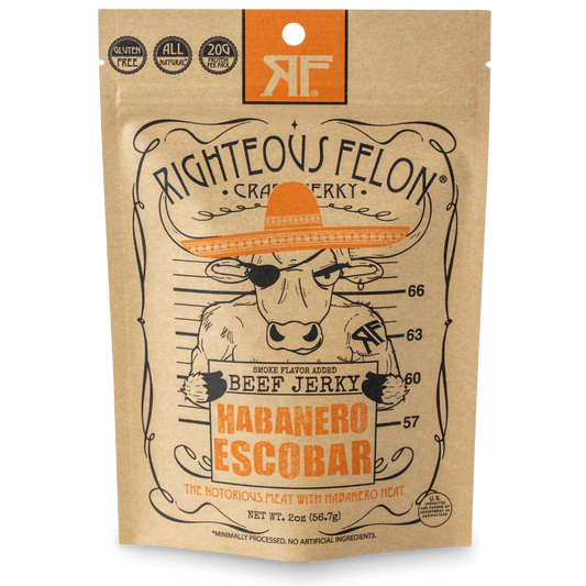 Righteous Felon Habanero Escobar Beef Jerky - 1 / 8 / 2 oz bag