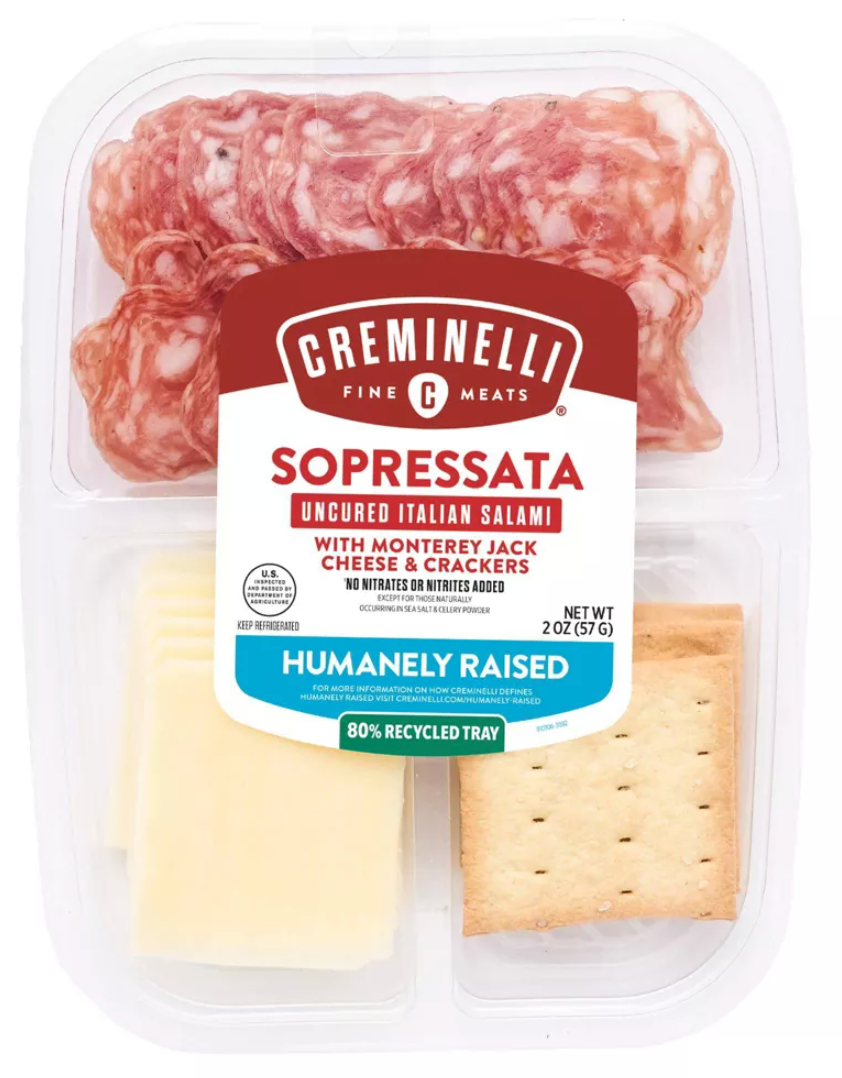 Creminelli Sliced Sopressata Monterey Jack And Crackers Snack Tray - 12 / 2 oz ea