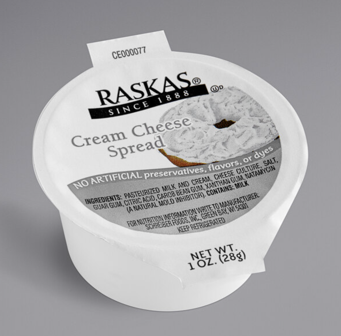 Raskas Cream Cheese Spread Portion Cups 1 oz - 1 / 100 / 1 oz ctn