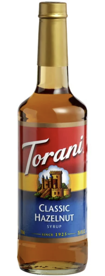 Torani Classic Hazelnut Syrup - 1 / 4 / 750 mL btl