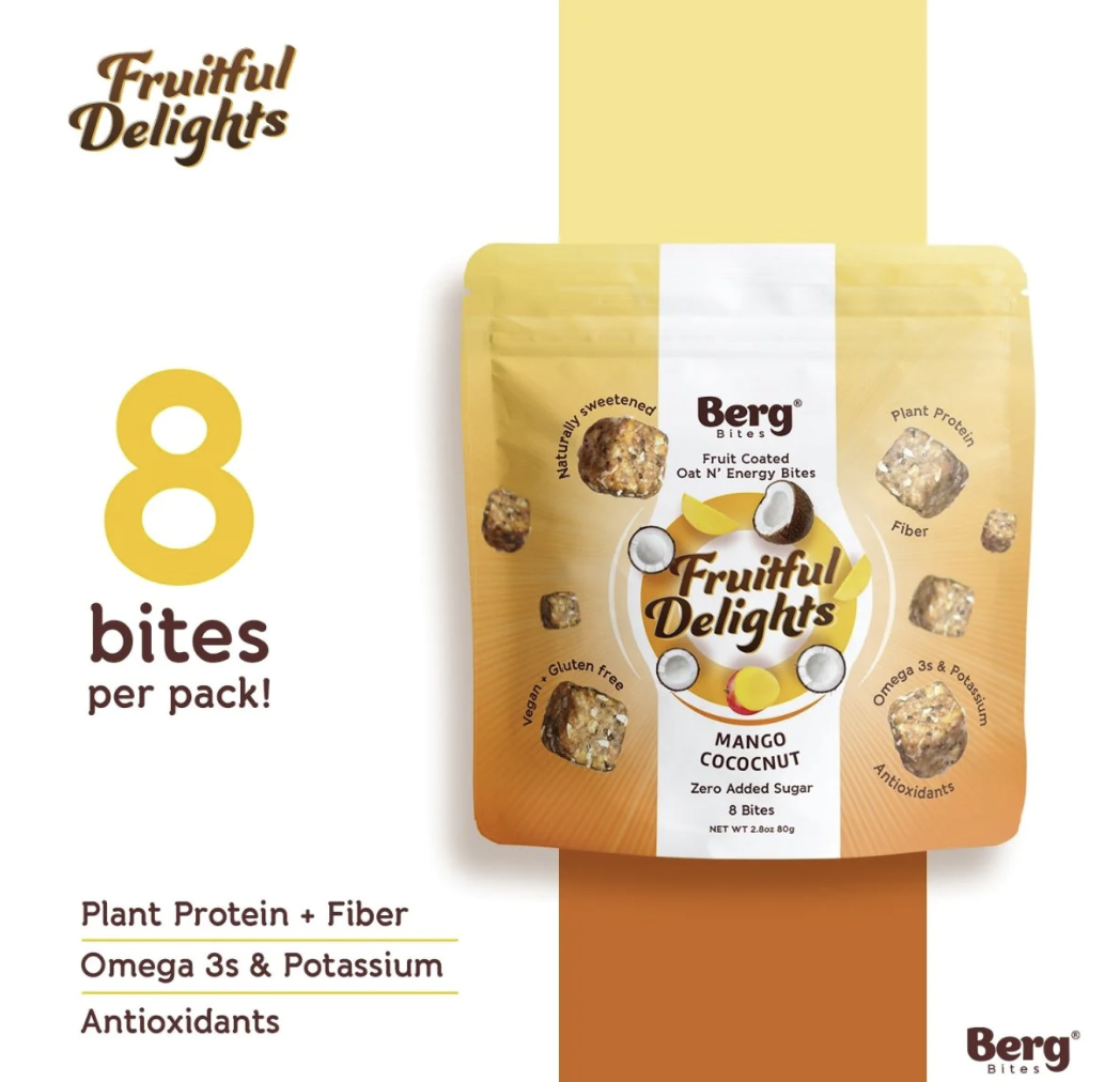 Berg Bites Mango Coconut Fruitful Delights - 1 / 12 / 2.8 oz pouch