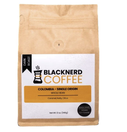 BlackNerd Coffee Colombia Dark Roast Whole Bean - 12 / 12 oz bag