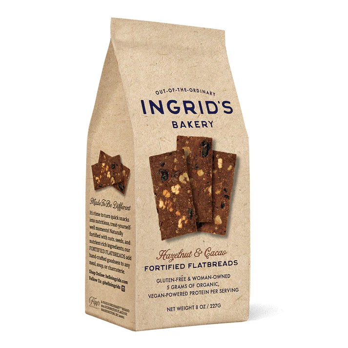 Ingrid's Bakery Fortified Flatbreads Hazelnut & Cacao - 1 / 6 / 8 oz box