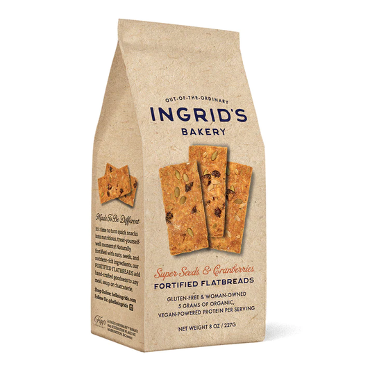 Ingrid's Bakery Fortified Flatbreads Super Seeds and Cranberries - 1 / 6 / 8 oz box