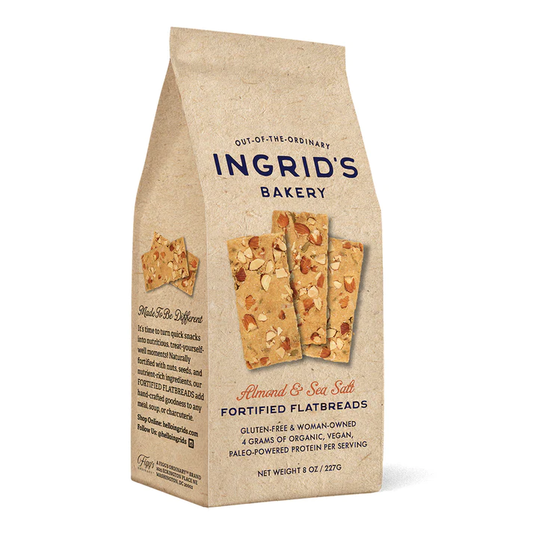 Ingrid's Bakery Fortified Flatbreads Almond & Sea Salt - 1 / 6 / 8 oz box