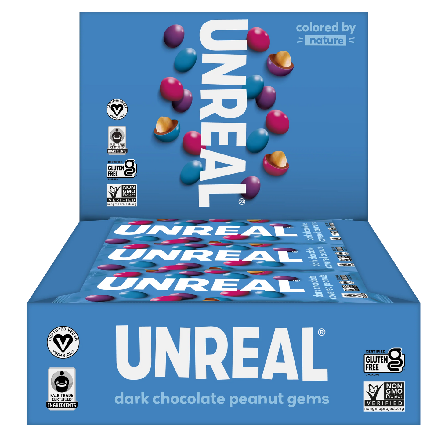 Unreal Dark Chocolate Peanut Gems - 12 / 1.5 oz bag