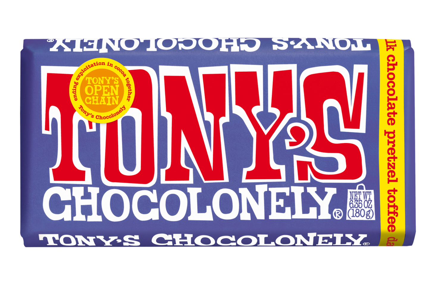 Tony's Chocolonely Dark Milk Chocolate With Pretzel And Toffee - 1 / 15 / 6.35 oz bar