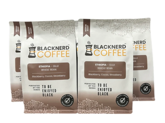 BlackNerd Coffee Ethiopia - Guji Medium Roast Whole Bean Coffee - 12 / 1 / 12 oz Bag