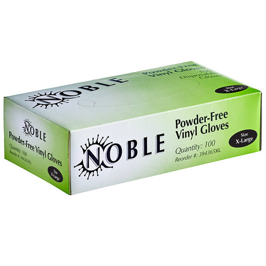 Noble Clear Vinyl Gloves - Extra Large - Case of 1000 - 1 / 10 / 100 ct ea