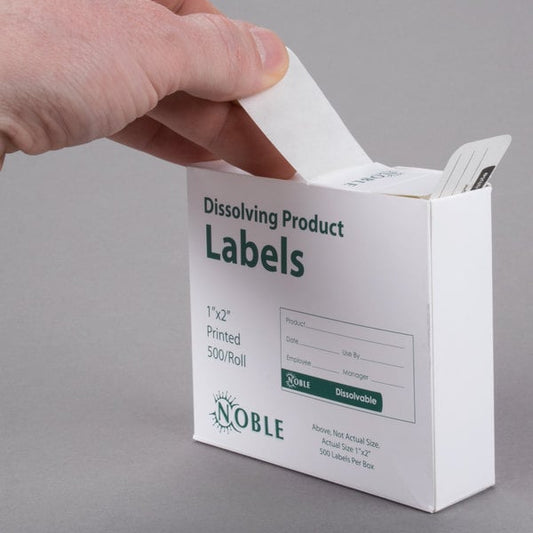 Noble Products Dissolvable Product Label 1" x 2" - 500/Roll - 1 / 1 / 1 ct box